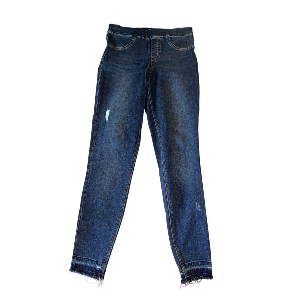 SPANX Stretch Denim Jeggings | Dark Wash | Raw Hem | Size Small